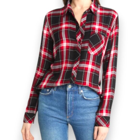 Rails Tops - Rails Hunter Plaid Button-Up Shirt Black Candy White - Size L